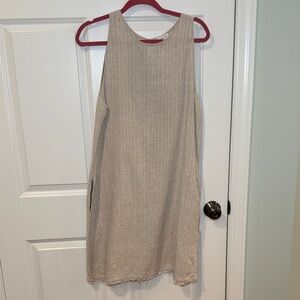 Garnet Hill Linen Sleeveless Beige Dress